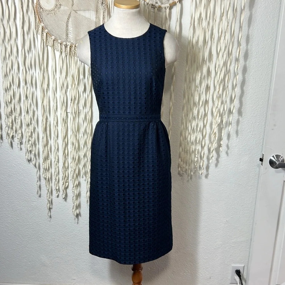 Boden Navy Eyelet Dress Size 4L